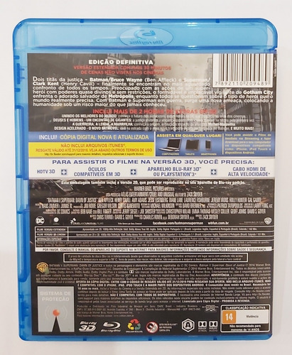 Blu-ray Batman Vs Superman A Origem Da Justiça 3d + Blu-ray