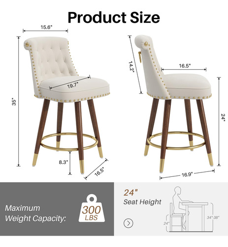 Seekfancy Juego De 4 Taburetes De Bar De Altura De Mostrador