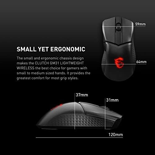 Ratón Ergonómico Inalámbrico Ligero Para Juegos Msi Clutch G