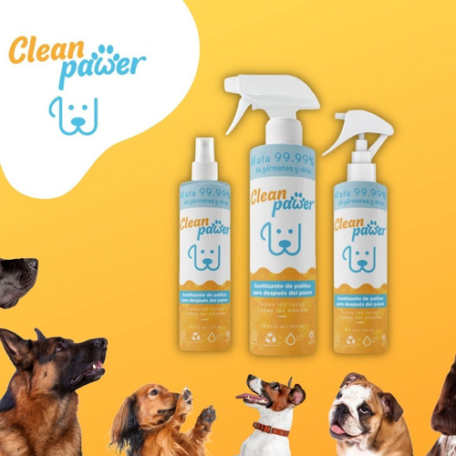 Imagen 4 de 7 de Desinfectante De Perros Sanitizante Patas/pelaje Clean Pawer