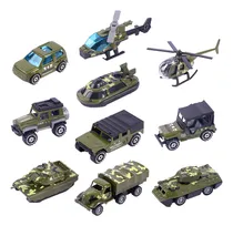 Comprar Carros De Juguete De Aleación Carritos De Traje Militar Con Piezas Móviles Mar Tierra Aire Para Ninos 10piezas