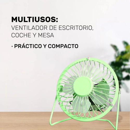 Ventilador De Escritorio Usb Portátil 4 Aspas Kimhi Mini Metalico De Refrigeración Personal Silencioso De Metal Para Oficina, Casa, Coche, Viajes Pequeño Ajustable Color Verde
