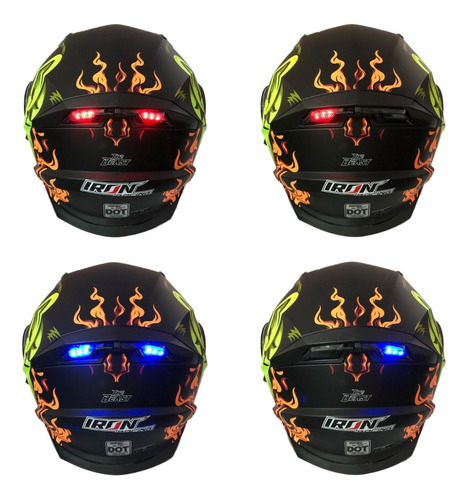 Casco Abatible Iron Racing Dot Ir-190 King Led Bi-color 