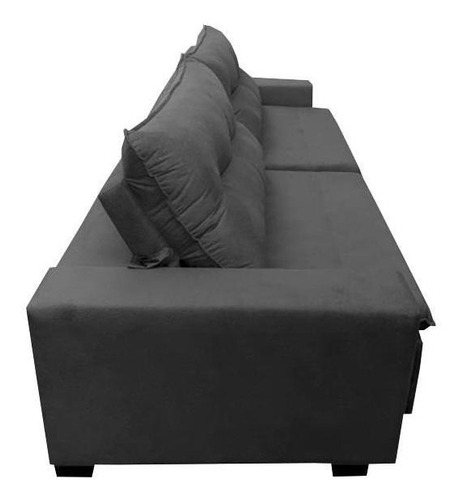 Sofá Retrátil E Reclinavel Oklahoma 2,62mts Com Molas Cinza Desenho do tecido -liso