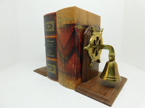 Imagen 1 de 4 de Sujeta Libros Timon De Barco Con Campana En Bronce (nuevo)