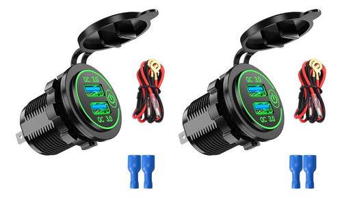 Cargador De Coche Quick Charge Qc3.0 Dual Usb De 2 Piezas, C