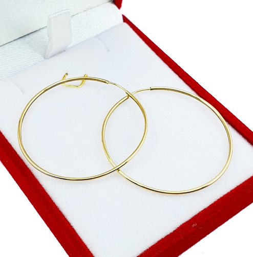 Par Aros Oro 18k Argollas Cubanos Lisos Mediano 1,2grs 35mm