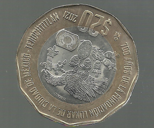 Mexico 20 Pesos 2021 Fundacion Lunar 700 Años   Unc