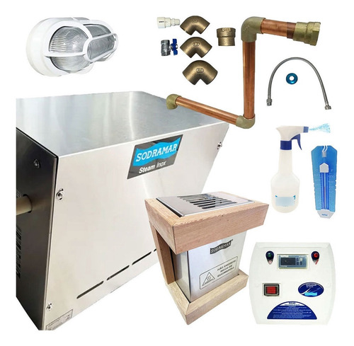 Sauna Gerador De Vapor 12kw Steam Inox 18m³+ Quadro Digital 220v Bifasico