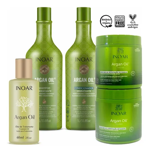 Kit Sh. + Cond. + Máscara + Óleo - Argan Oil System - Inoar
