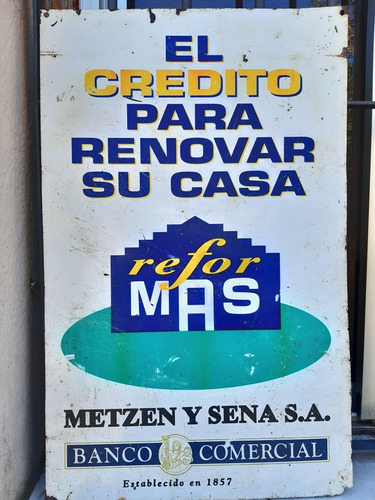 Cartel Chapa Metzen Y Sena 80 X 50 (Usado)