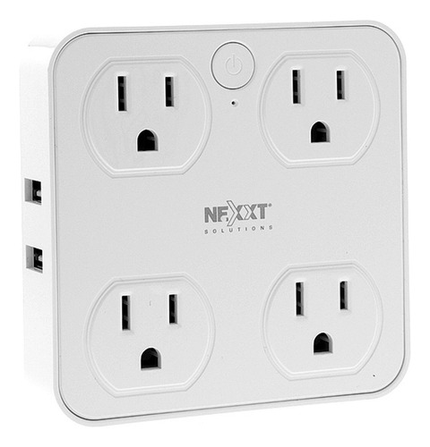 Multitoma Inteligente Nexxt Wifi Google Alexa, 4 Tomas 4 Usb Color Blanco