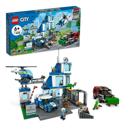 Lego City 60316 Estación Policía Con Camioneta Y Helicóptero
