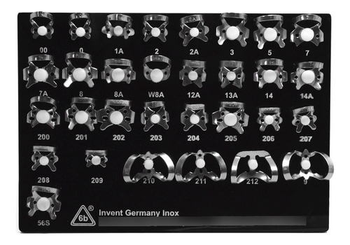 Grapa Dental Aislamiento Set 31pz Bandeja 6b Germany Premium Plateado