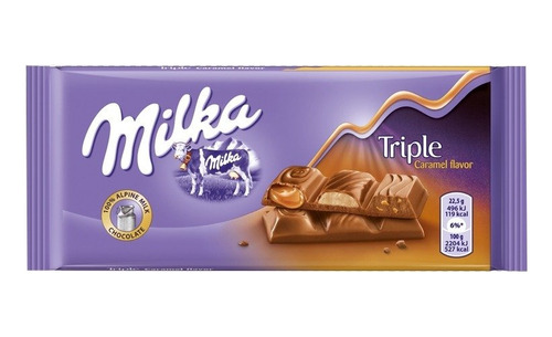 Imagen 1 de 5 de Chocolate Milka Triple Caramelo X 90 Gr