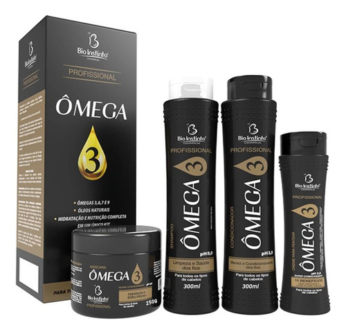 Kit Capilar Profissional Ômega 3 Bio Instinto Com 4 Itens