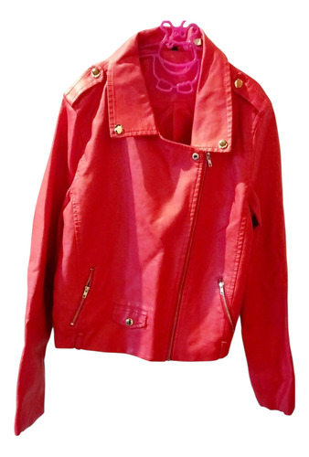 Campera Mujer Ecocuero Roja Talle S (Usado)