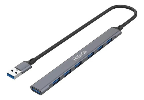 Hub Hrebos 1 Entrada Usb E 7 Usb De Saida Prata