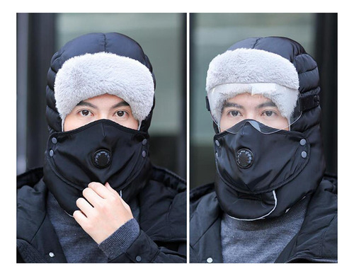 Unisex Balaclava Bufanda Filtro Gafas Transparentes Negras