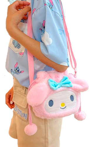 Bolsa Morral Bandolera Afelpada Peluche Kawaii Melody Kuromi