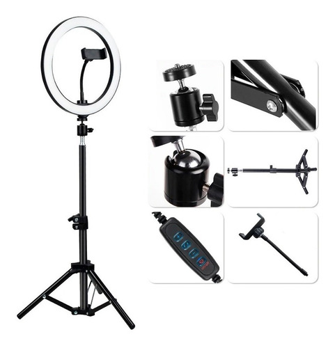 Kit  Aro De Luz 26cm + Trípode Profesional 2 Mts De Altura