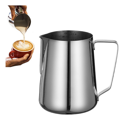 Oraab Jarra Espumadora De Leche De 50 Onzas (1500 Ml), Jarra De Vapor De Acero Inoxidable Para Café, Ideal Para Arte Latte, Capuchino, Café Con Leche Y Compatible Con Máquinas De Espresso.