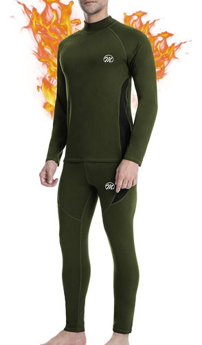 Men's Thermal Underwear Set, Winter Ski Gear Fleece Lined Lo