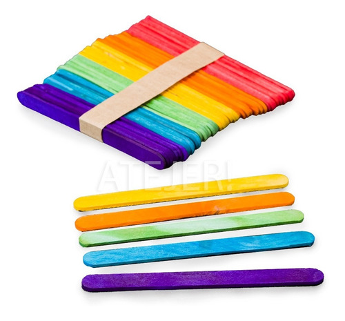 Imagen 3 de 5 de Palitos De Helado Para Maquetaría X 50 Unid Colores Surtidos