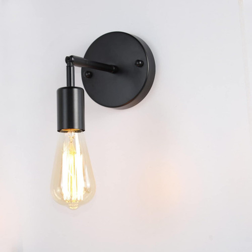 Aplique De Pared Kivs Way Lampara Metal Color Negro E27 Diseño Industrial Abatible (p116)