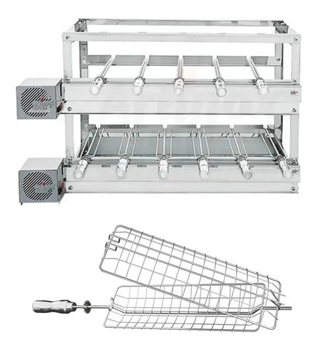 Churrasqueira Inox Gira 11 Espetos 2 Motores + Grelha