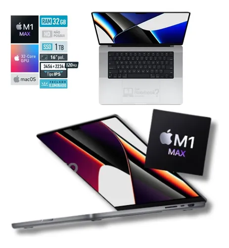 Macbookpro 16 M1 Max Apple, 32gb, Ssd 1tb Cinza Oferta Macbookpro 16 M1 Max Apple, 32gb, Ssd 1tb Cinza Oferta