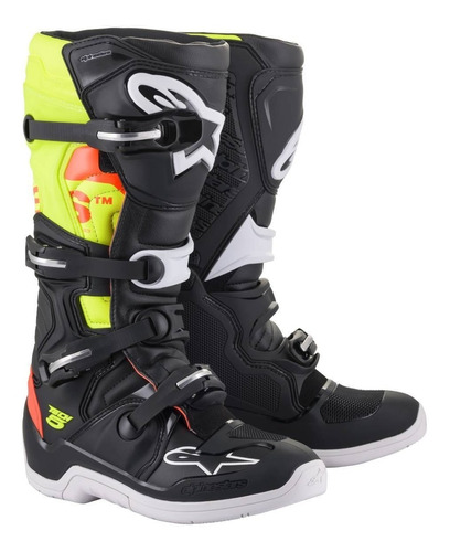 Bota Alpinestars Tech 5 Preta/vermelho-flúo/amarela Novo