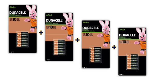 Pila Aaa Recargable Duracell Pack 24 Baterías 900 Mah 1.2v