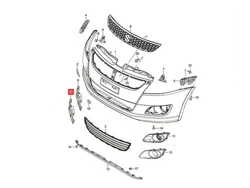 Rejilla Paragolpe Der. C/agujero Suzuki Swift 2014-15 Ga