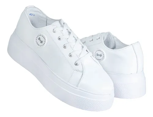 Tenis Dama Dogi 5214 Piel Blanco Con Arco Moda 22 Al 26 Cuotas