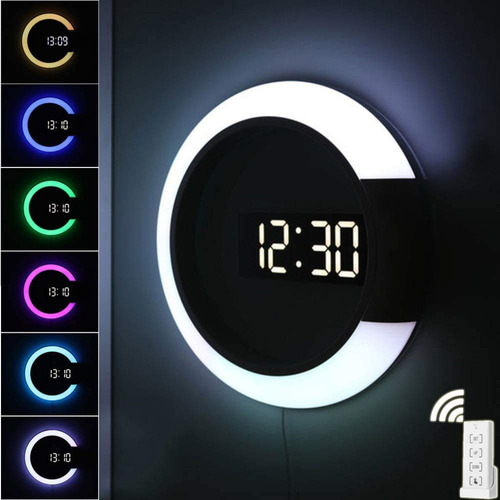 Reloj De Pared Led Con Control Remoto Usb Espejo Creativo Al