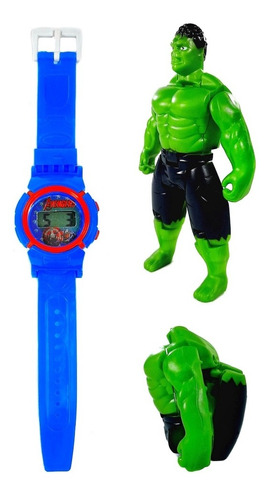 Reloj Con Muñeco Totalmente Articulado Spiderman Hulk 