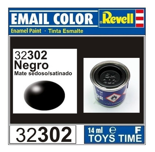 Imagen 1 de 6 de Pintura Revell Enamel Mate Color 32 302 Negro Satinado
