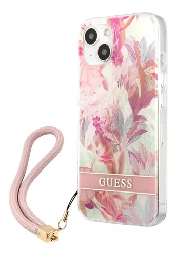 Funda Guess Flower Stripe Rosa Compatible Con iPhone 13