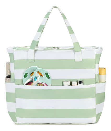 Bolsa Minimalista Multiusos Comoda Con Diseño Rayas Blancas