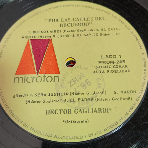 Sin Tapa Disco Hector Gagliardi Las Calles Del Recuerdo T0