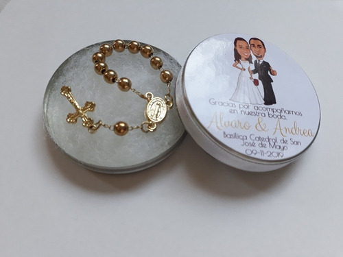 30 Latitas Personalizadas Con Mini Rosario Souvenirs