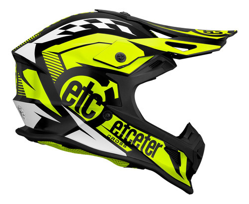 Capacete Motocross Etceter Fast Brilhante Cor Amarelo Tamanho do capacete 62