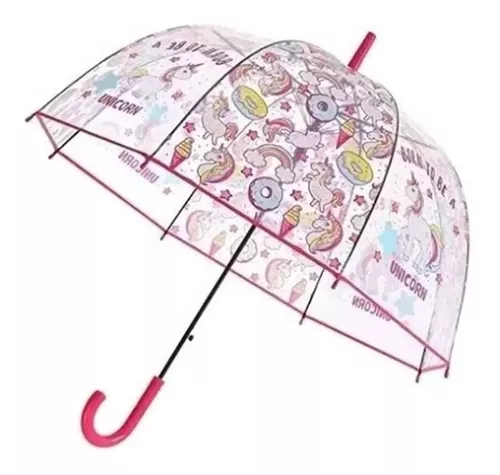 SJDWDX Guarda-chuva infantil, guarda-chuva de bolha de cúpula transparente  automático arqueado com nuvem de arco-íris de desenho fofo, infantil  transparente para rosa, 70 x 66 cm