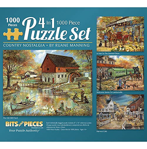 - Multipack Of Four (4) 4-in-1 1000 Piece Jigsaw Puzzle...