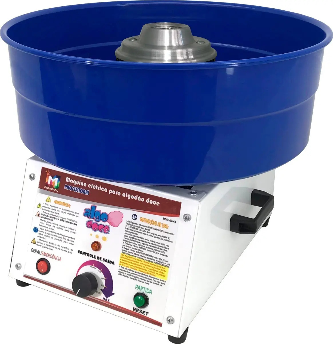 Máquina De Algodão Doce Profissional - Ad-43 Azul - Inovamaq