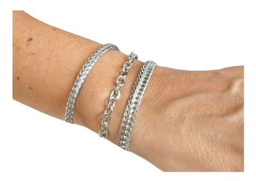 Pulsera Acero Quirúrgico Trenzada Semi Rígida Eslabón Espiga