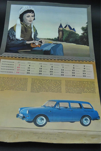 Antiguo Almanaque Representante Volkswagen Viejo Vintage