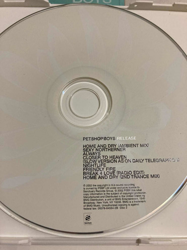 Pet Shop Boys / Release Cd Doble Ltd Ed. 2002 Impecable (Usado)