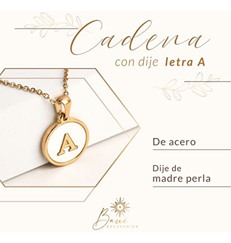 Baui - Collar Blanco De Acero Con Inicial - Joyería Duradera